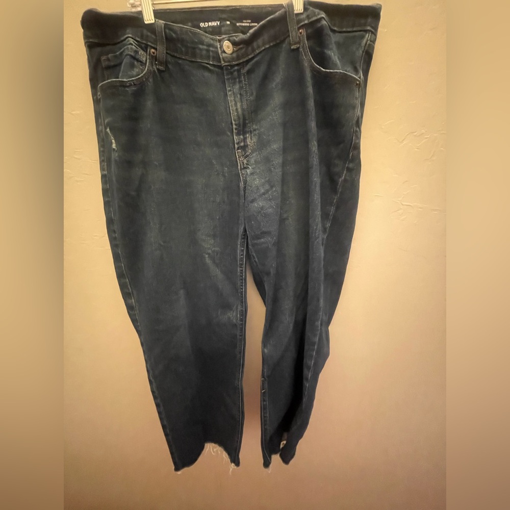Old Navy Mid Rise Boyfriend Relaxed Fit Dark Blue Jeans Size 16